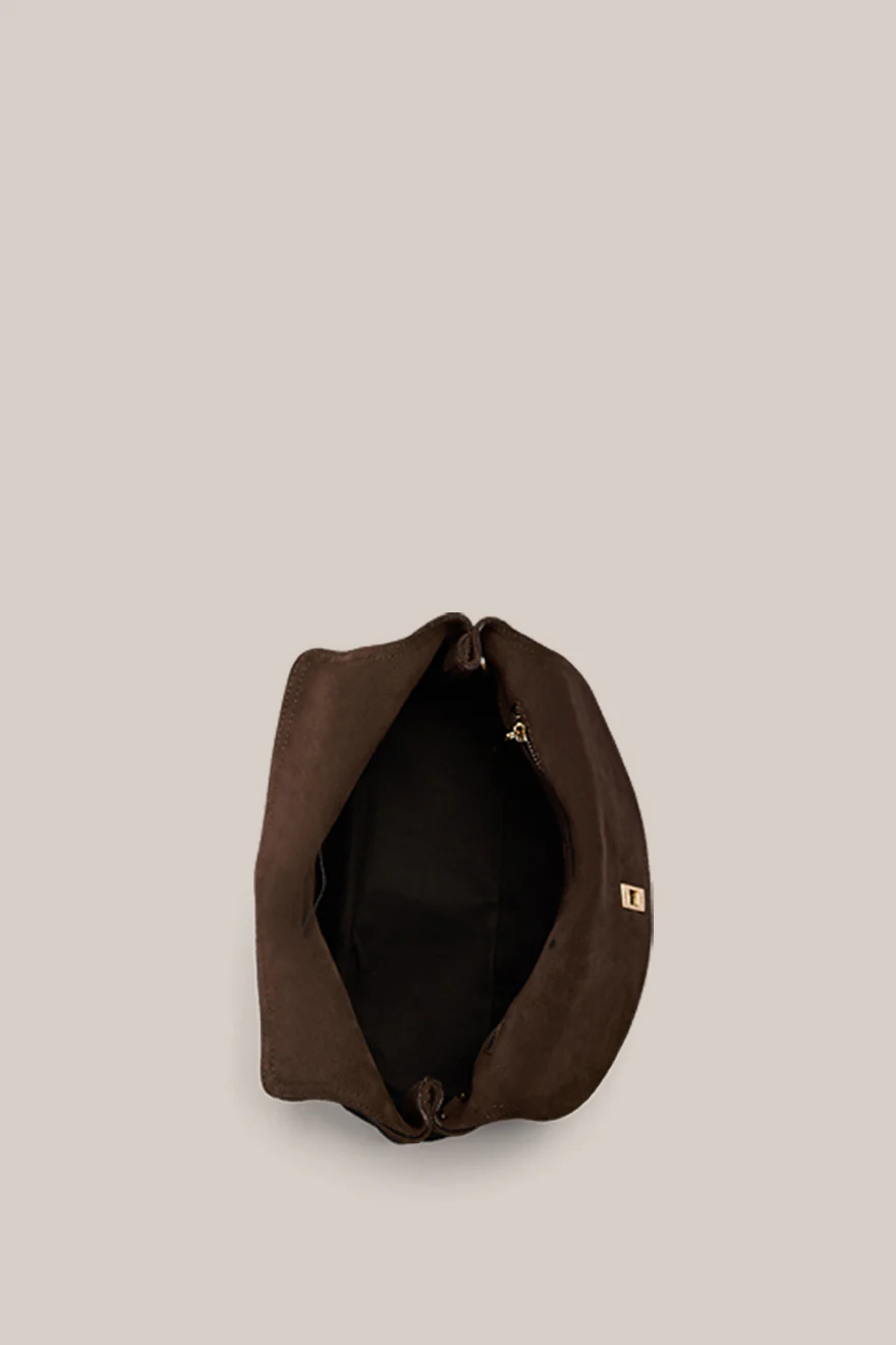 Sloane Dark Chocolate Suede Crossbody Clutch - Image 5